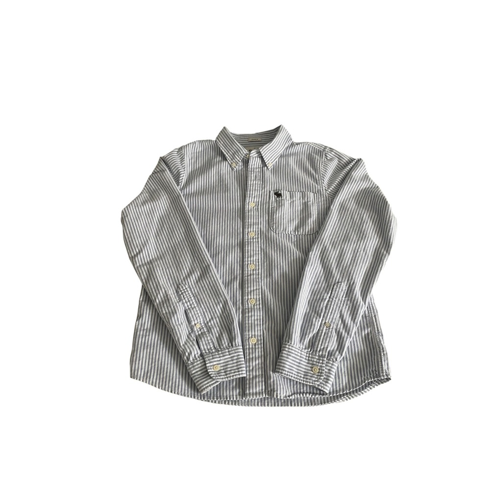 Abercrombie & Fitch Button Up Shirt Mens XXL Blue White Striped Muscle Fit